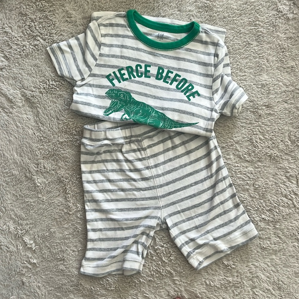 GAP boy jammies. Size 10. Short sleeve striped. Dino